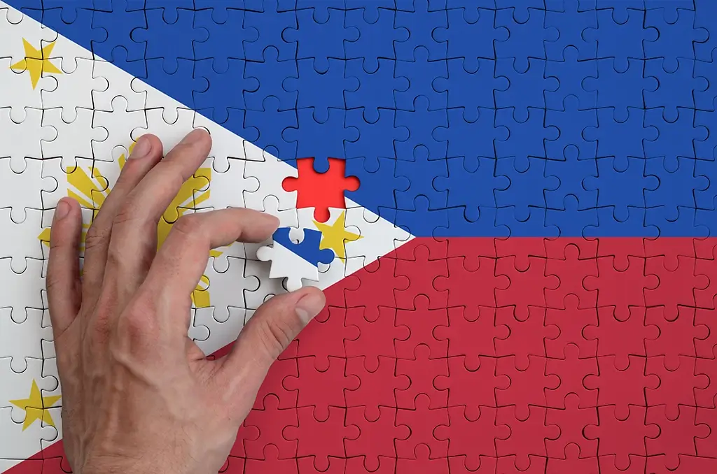 philippines flag is depicted on a jigsaw puzzle