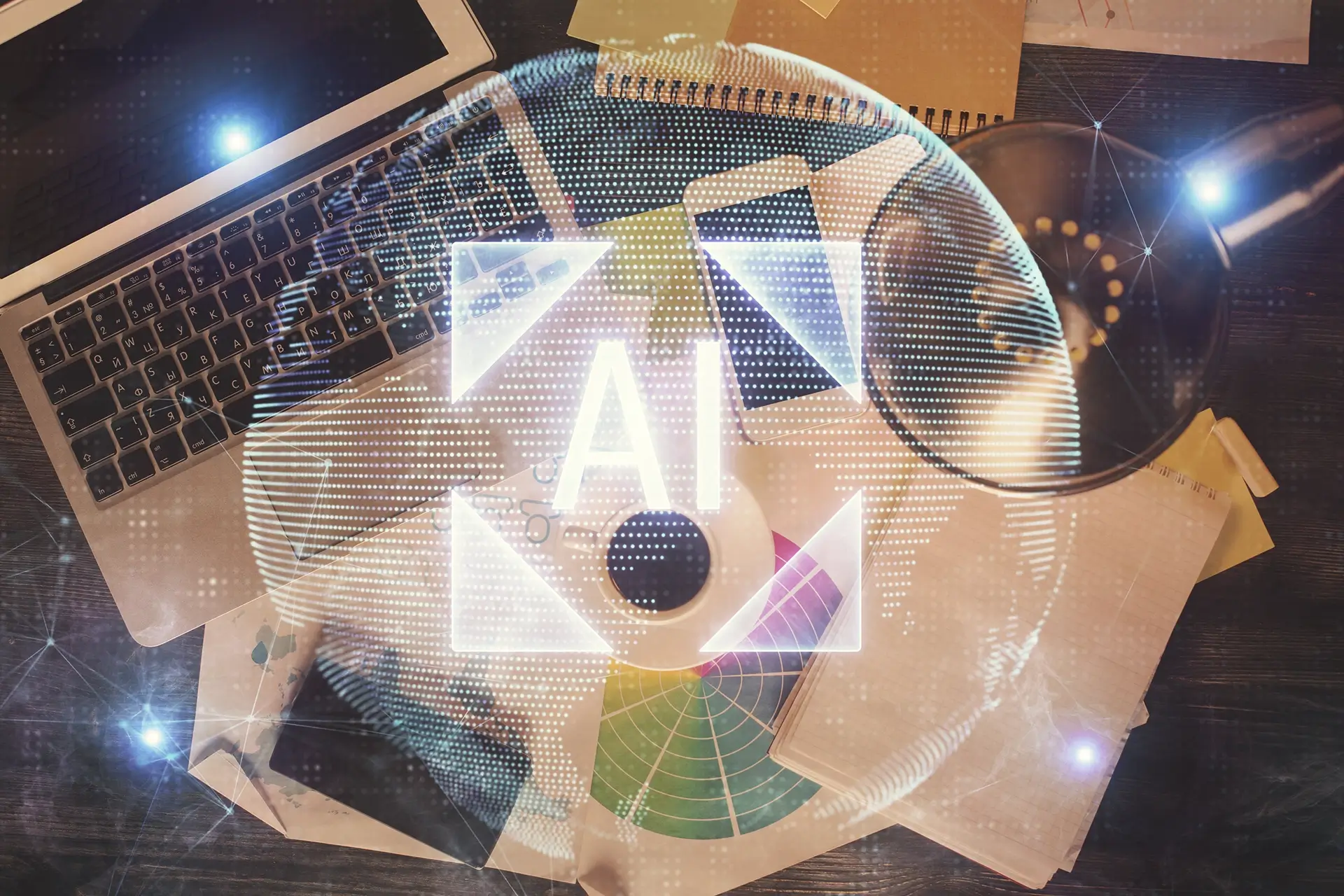 multi exposure data theme drawing hologram symbolizing Visual Agentic AI tool
